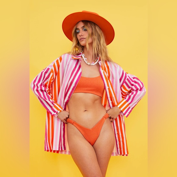 Revolve Beach Riot Alex Top / Cover Up- Sunset Stripes Sz s/m - Picture 9 of 16